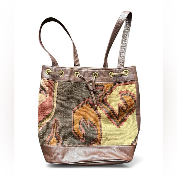 Brown and Tan Kilm Tote Bag made in Toronto - Picture 2 of 10